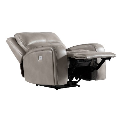 HOMES: Inside + Out Songpeace Transitional Leatherette Power Recliner with Adjustable Footrest and Headrest