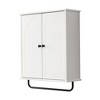 VANIRROR White Wall-Mounted Bathroom Storage Cabinet with Towel Bar & Adjustable Shelves – MDF Over the Storage Cabinet with Arched Doors - 2 of 4