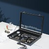 Black Velvet Jewelry Display Tray with Lid, Organizer Storage Case for Necklaces, Bracelets, Rings, and Beads - 3 of 4