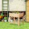 Outsunny Raised Garden Bed, Wood 6 Grid, 31" x 23" with Storage Shelf, Water Draining, Planter Box for Vegetables, Flowers, Herbs, Patio - 3 of 4