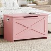 30" Storage Chest, Wooden Storage Bench with Safety Hinge, Easy Assembly, Large Toy Chest for Entryway, Living Room, Bedroom - 3 of 4