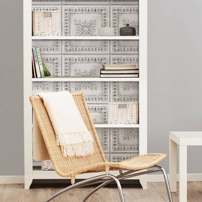 Reclaimed Tin Peel & Stick Vintage Tile Wallpaper, Light Gray, 30.75 Sq Ft