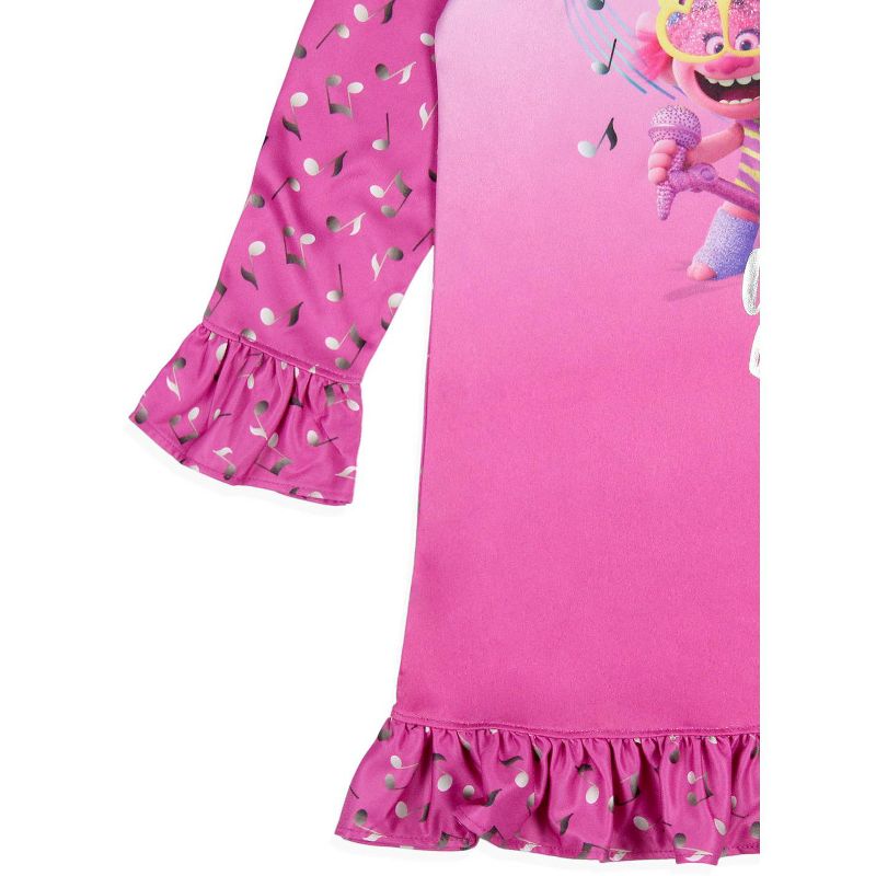 Dreamworks Trolls Toddler Girls' Poppy Rock Sleep Pajama Dress Nightgown Pink, 3 of 5