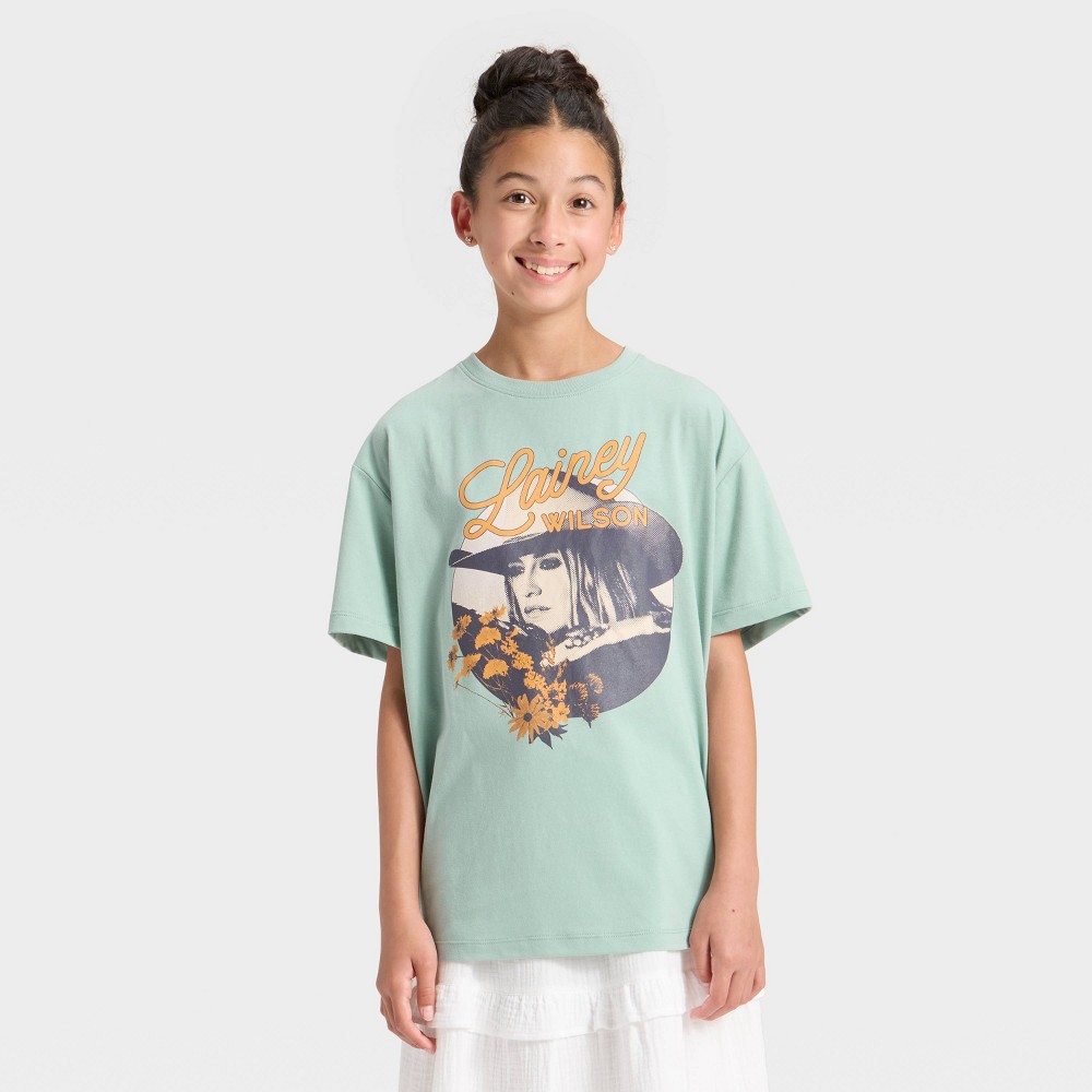 Girls' Lainey Wilson Oversized Short Sleeve Graphic T-Shirt - Green L
