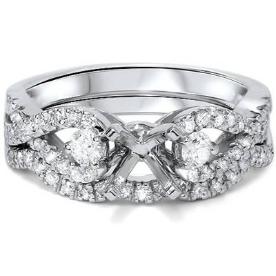 Pompeii3 1/2ct Diamond Infinity Style Twist Engagement Setting Set 14K White Gold