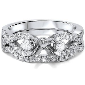 Pompeii3 1/2ct Diamond Infinity Style Twist Engagement Setting Set 14K White Gold - 1 of 3