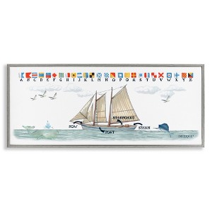 Stupell Industries Nautical Sailing Flags Educational Framed Giclee Art, Gray, 30" x 13" - 1 of 4