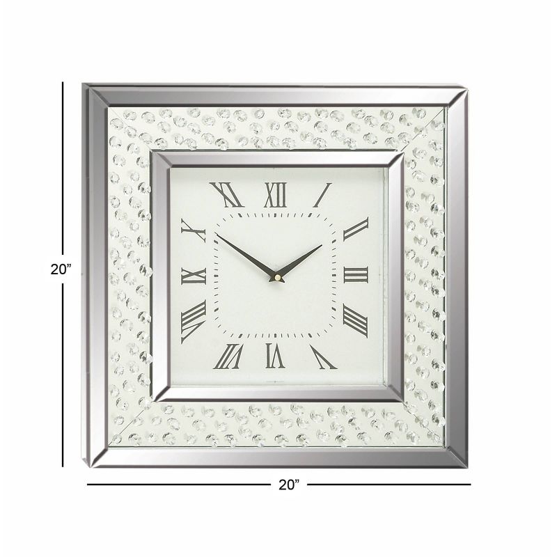 Wood Mirrored Wall Clock with Floating Crystals Silver - Olivia &#38; May, 3 of 10