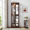 Lighted Curio Display Cabinet with Adjustable Shelves, Internal Light, Movable Partition and Vintage Carved Handles - 3 of 4