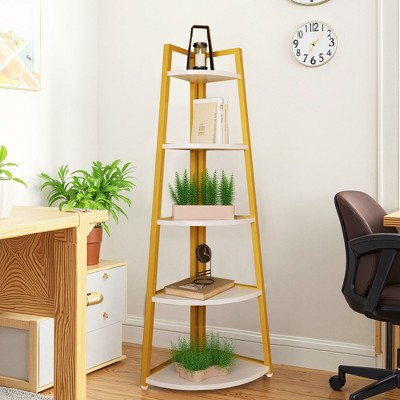 UbMelt 70 Inch Book Shelf Modern 5-Tier Display Corner Bookcase Storage Organzier for Living Room,Bedroom,Office