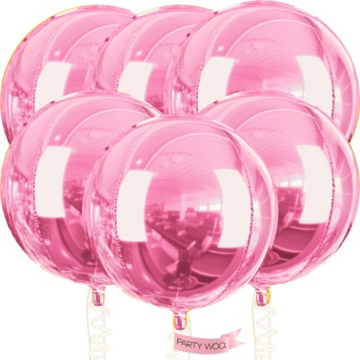 PartyWoo Foil Balloons Pink Round 32 Inch 6 pcs