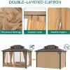 Hardtop Gazebo, Polycarbonate Roof Outdoor Canopy, Aluminum Frame Pavilion, with Netting and Sunshade Curtains, for Backyard, Patio, Lawns, Parties - 3 of 4