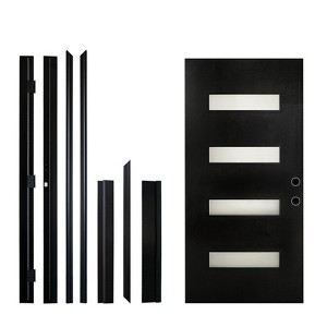PexFix 36"x80" Fiberglass Entry Door Frosted Glass Front Entrance Door with 6-9/16 Door Frame Black Left Hand Inswing - 1 of 4