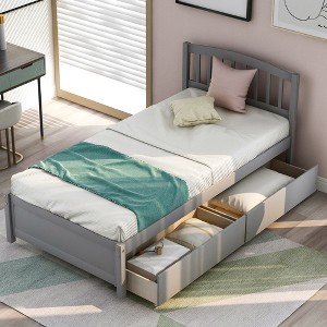 Whisen Elegant Design Twin Size Platform Bed with Two Drawers and Headboard - 1 of 4