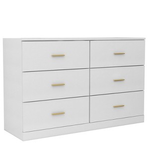 White Dresser, 6 Spacious Drawers, Store Clothes, Bedding, and Other Essentials for bedrooms, closets, living rooms - 1 of 4