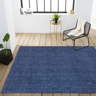 Handwoven Coastal Blue Jute 4' x 6' Indoor Area Rug