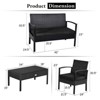 Tangkula Set Of 4 Wicker Patio Conversation Furniture Set Outdoor Rattan Chair and Table Set Patio Furniture Sets w/ Coffee Table & Washable Cushions - 3 of 4