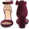 Perphy Women's Faux Velvet Ankle Buckle Strap High Chunky Heels Sandals - 2 of 3