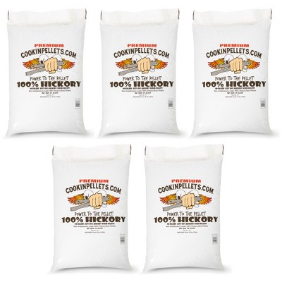 CookinPellets 40-Pound Premium Genuine Hickory Hardwood Grill Smoker Wood Pellets, No Bark, Fillers, and Flavor Oils, for Meat and Veggies (5 Pack)