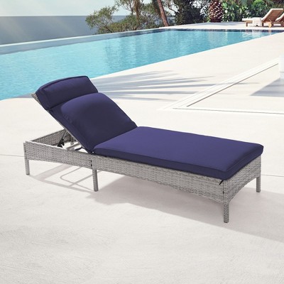 Sonkuki Patio Lounge Chaise Chair with Gray Wicker Weather-Resistant Chair
