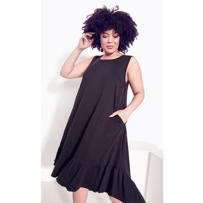 Avenue Women's Plus Size Evie Ruffle Plain Dress