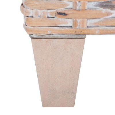 Leary 40'' Transitional Natural Wicker and Mango Wood Bench