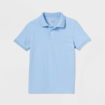 Boys' Short Sleeve Stain Release Uniform Polo Shirt - Cat & Jack™ Light Blue S