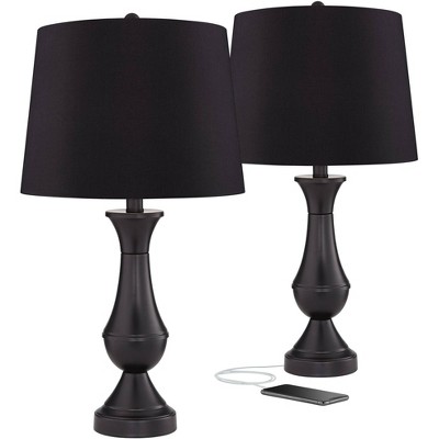 Regency Hill Traditional Table Lamps 25 High Set Of 2 With Hotel Style Usb  Charging Port Led Bronze Oatmeal Shade Touch On Off Living Room Bedroom :  Target