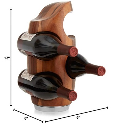 Elegant Medium Wood and Alloy 4-Bottle Wine Rack