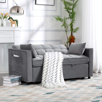 VYNXARIA 55inch Pull-out Sleeper Sofa bed, can be easily converted into a twin size bed,Gray