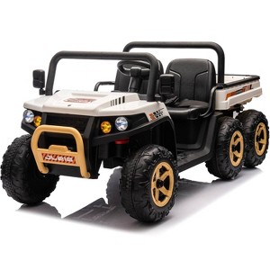Jojoka 24V 2-Seater Ride-On Dump Truck for Kids, 6 Wheels 4WD Electric UTV, 3 Speeds, Remote Control, Dump Bed - 1 of 4