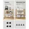 3-Tier Rolling Storage Cart, All-Metal Frame with X-Braced Sides and Wire Mesh Shelves, 31.5" Wide Mobile Organizer with Locking Casters - 4 of 4