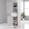 Tall Bathroom Storage Cabinet with Drawer and Doors, Freestanding MDF Cabinet with Adjustable Shelf, Space-Saving Slim Organizer - 4 of 4