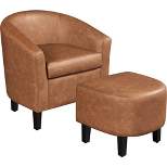Yaheetech Faux Leather Accent Arm Chair Barrel Chair with Ottoman for Living Room