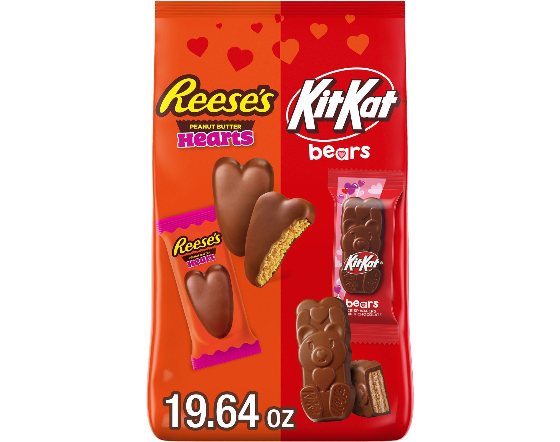 Reese's and Kit Kat Seasonal Shapes Assortment Valentine's Day Classroom Exchange Candy Snack Size - 19.64oz