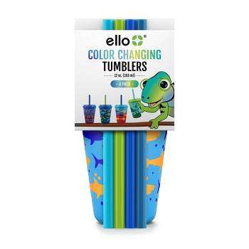 Ello 12oz 4pk Plastic Chameleon Color Changing Cups with Twist on Lids