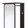 Royal Hampton Mirror and Wood Hall Tree with Hanging Rod and Casters, Brown and Silver - 4 of 4