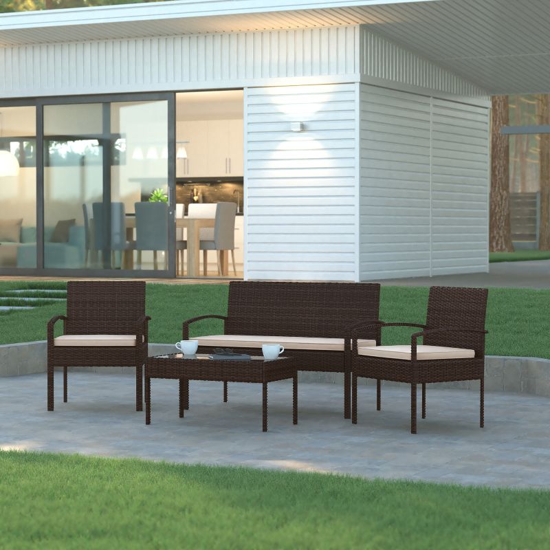 Emma and Oliver 4 Piece Patio Set with Steel Frame and Cushions - Outdoor Seating, 2 of 13