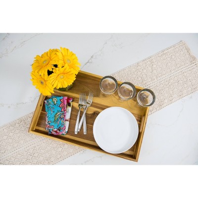 Acacia Large Serving Tray with Cutout Handles