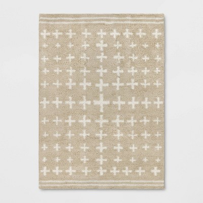 5'x7' Elata Cross Shag Rug Beige - Opalhouse™