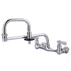 WOWOW Double Handle Wall Mount Standard Kitchen Faucet with 18 in. Swivel Jointed Spout and Double Joint Swing Arms in Chrome - 1 of 4