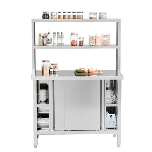 Karl Home 39 x 19 in. Stainless Steel Table Prep Table with Cabinet ...