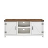 58.75" MDF Farmhouse Barn Door TV Stand with Open and Closed Storage, Metal Hinges, and Handles for Living Room and Bedroom - 2 of 4