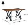Gulches 59" Modern Industrial Dining Table, Walnut Finish MDF Top & Metal Trestle Base, Rectangular Kitchen Table for Home/Commercial Use - 4 of 4