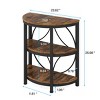 Syemin End Tables 3-Tier Half Moon End Table RusticNSide Table with Storage Semi-Circle Accent Table for Living Room, Brown, 23.62"*11.81"*25.59" - 3 of 4