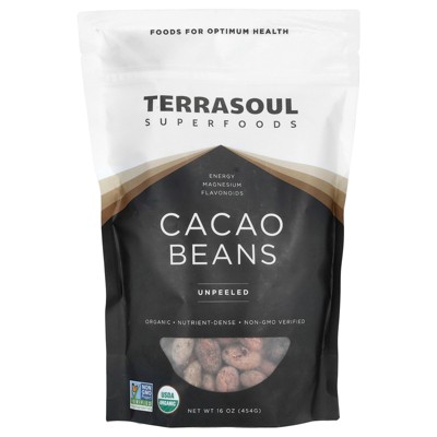 Terrasoul Superfoods Cacao Beans, Unpeeled, 16 oz (454 g)