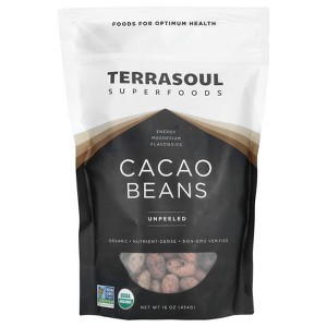 Terrasoul Superfoods Cacao Beans, Unpeeled, 16 oz (454 g) - 1 of 2