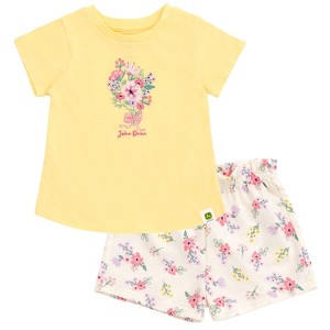John Deere Floral Girls T-Shirt and French Terry Shorts Outfit Set Toddler - 1 of 4