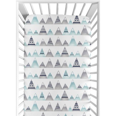 Image of Sweet Jojo Designs Fitted Crib Sheet - Mountains Print - White