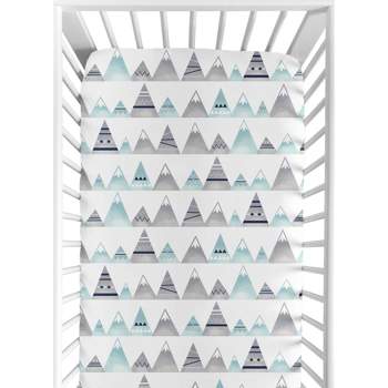 Sweet Jojo Designs Fitted Crib Sheet - Mountains Print - White